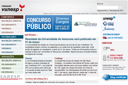 Site da Vunesp Site da Vunesp